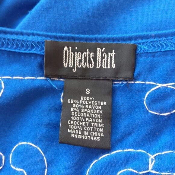 Objects D'art Royal blue and white short sleeve cold shoulder top - Picture 14 of 14